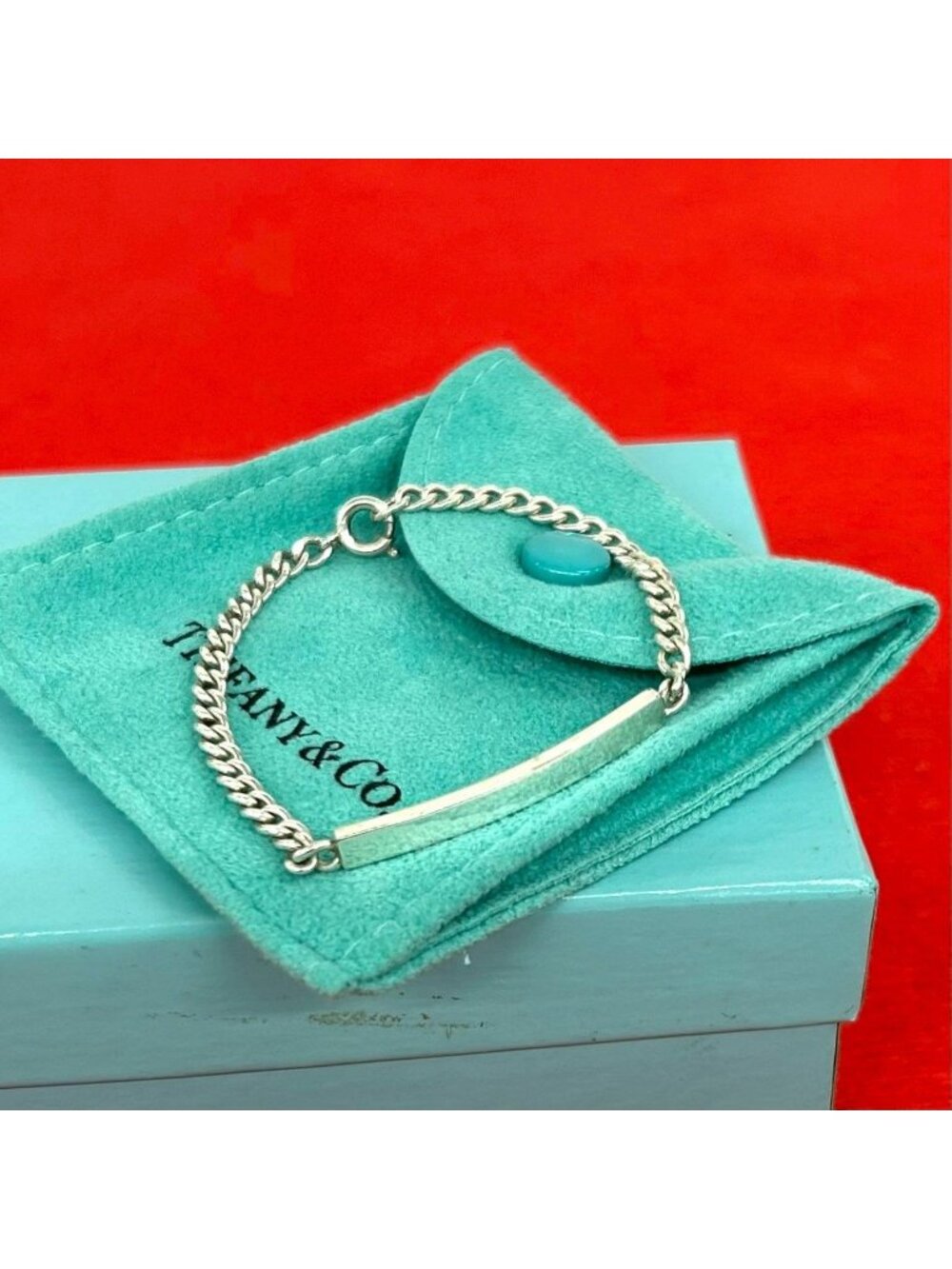 Tiffany & Co Box ID Bracelet 925 Sterling Silver Chain